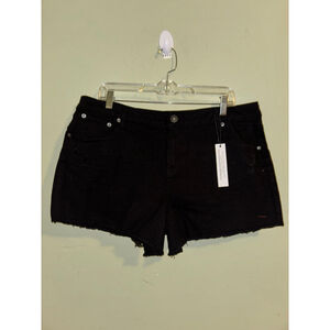 Women's Highway Jeans Black Distressed Denim Shorts Plus Size 16, NWT